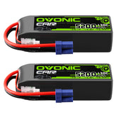 Lot de 2 batteries Lipo OVONIC 4S 5 200 mAh 130 C 14,8 V avec prise EC5 pour véhicules RC 1/10 1/8, voitures, camions RC